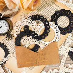 16pcs Hollow Lace Paper Border Museum Series for Retro Handbook Collage