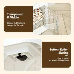 Plastic Transparent Storage Box With Wheels Office Organizer