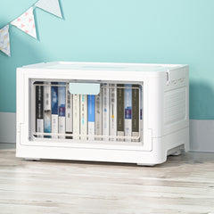 Plastic Transparent Storage Box With Wheels Office Organizer