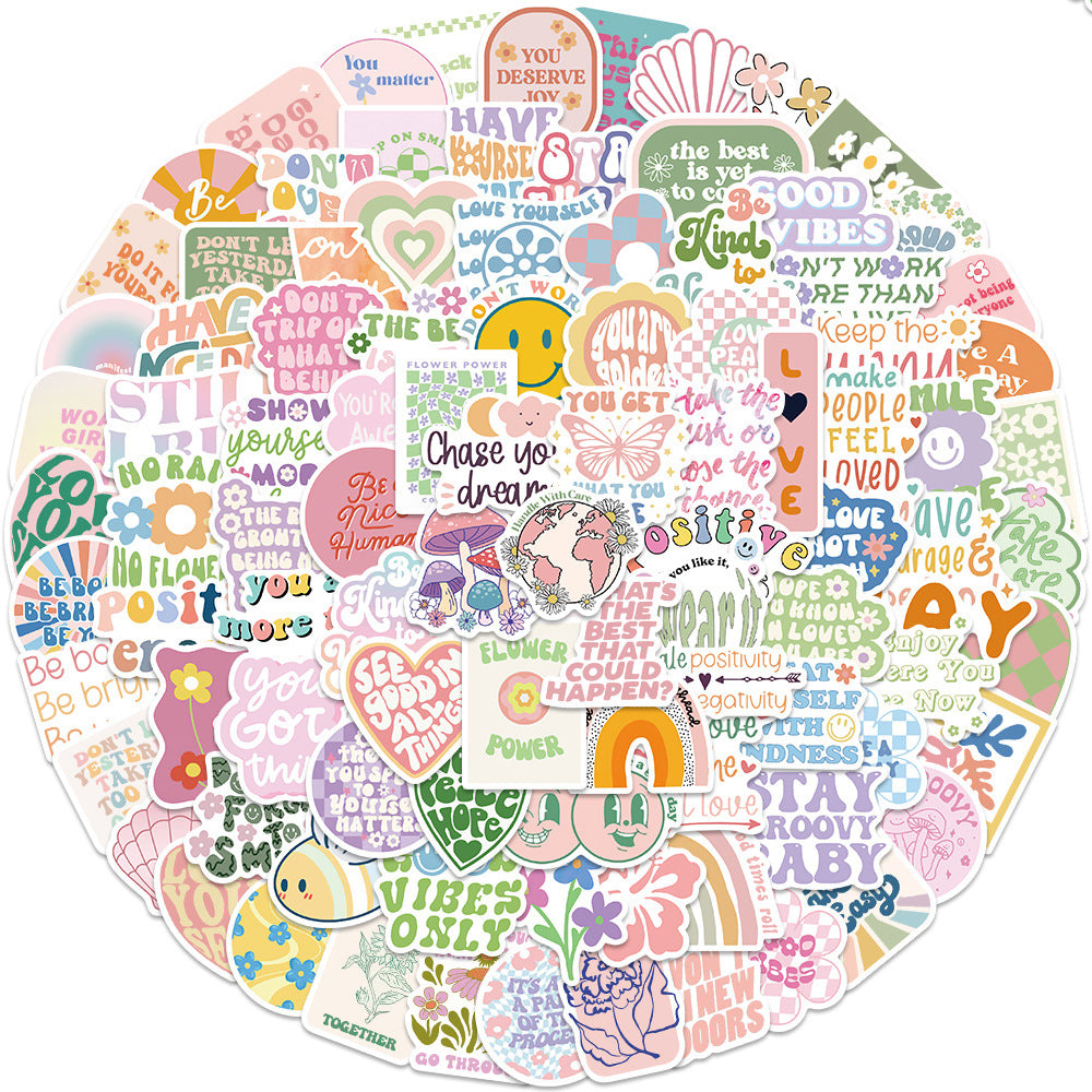 100 Colorful Inspirational Stickers for Water Bottles, Laptops, Phones & More