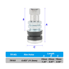 4pcs TR161 Tubeless Tire Valve Short Stems Metal Snap in Tire Valve Stems
