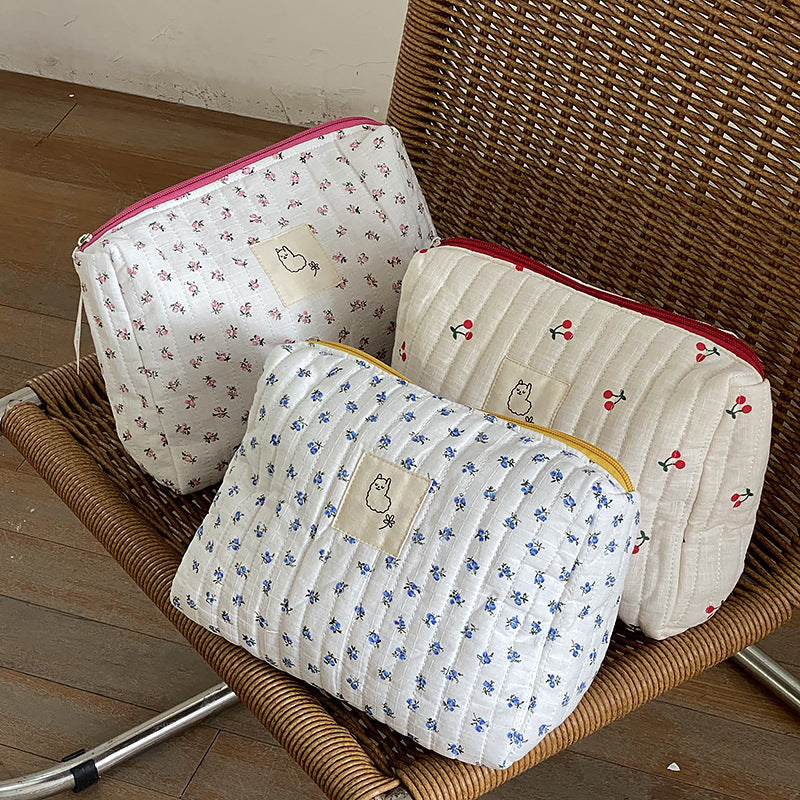 Floral Quilted Diaper Bag Mommy Bag Cosmetic Bag Storage Bag