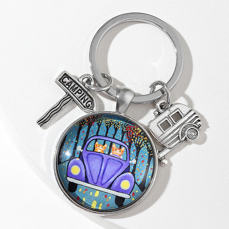 Red Car Keychain Gift for Taxi Drivers Travel Souvenir