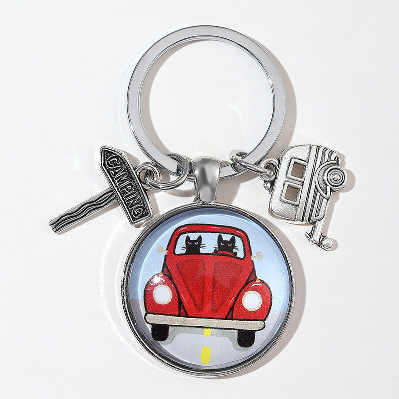 Red Car Keychain Gift for Taxi Drivers Travel Souvenir
