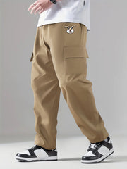 Pattern & Letter Print Men's Cargo Pants