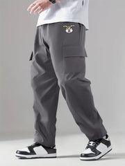 Pattern & Letter Print Men's Cargo Pants
