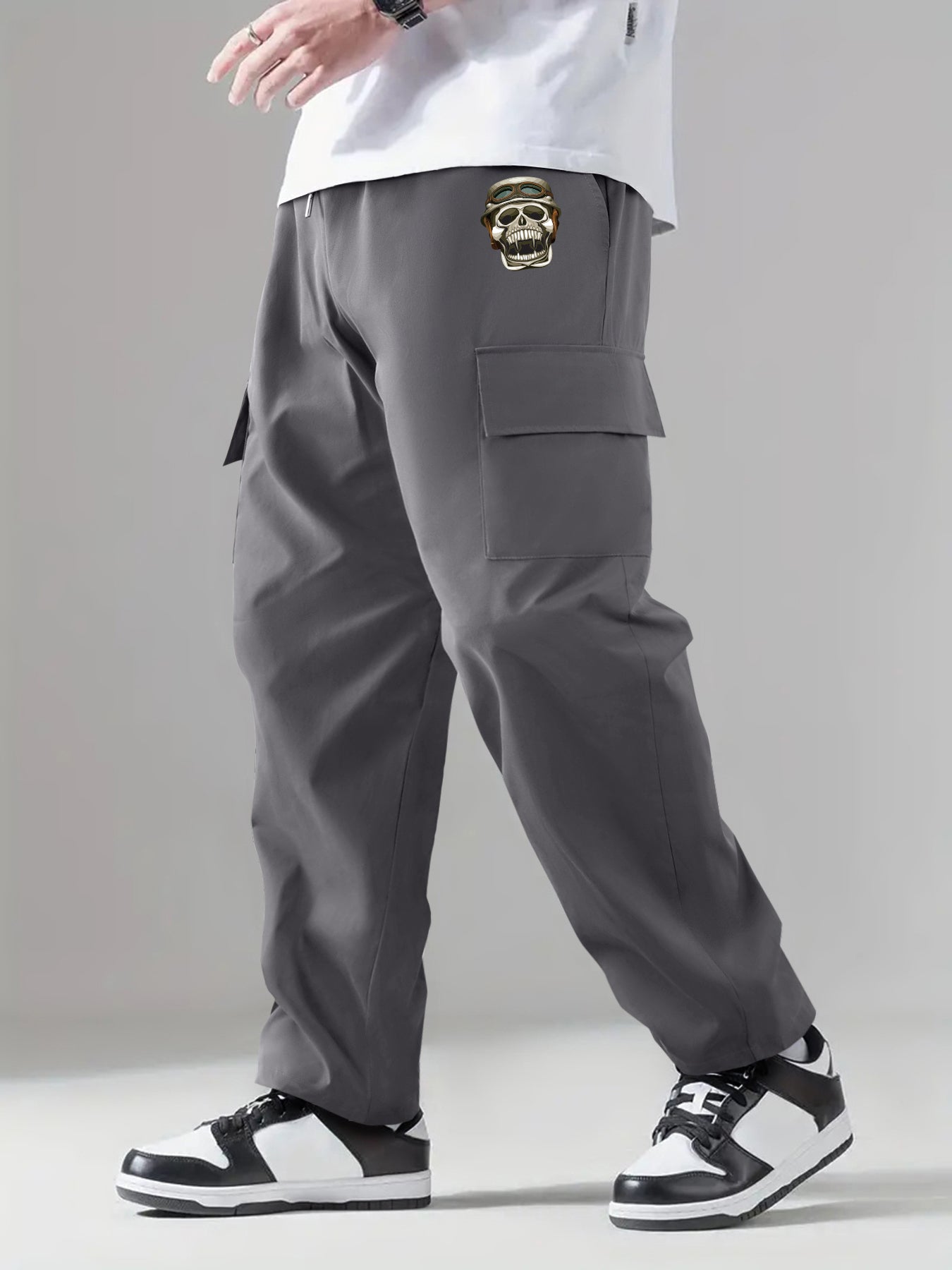 Pattern & Letter Print Men's Cargo Pants