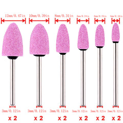 24pcs 3mm Pink Diamond Grinding Head With Handle Rotating Mill