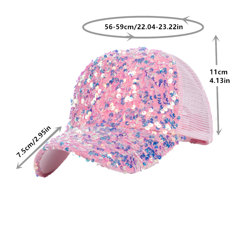 Mens Sequin Mesh Baseball Cap Unisex Sun Hat
