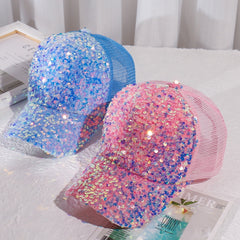 Mens Sequin Mesh Baseball Cap Unisex Sun Hat