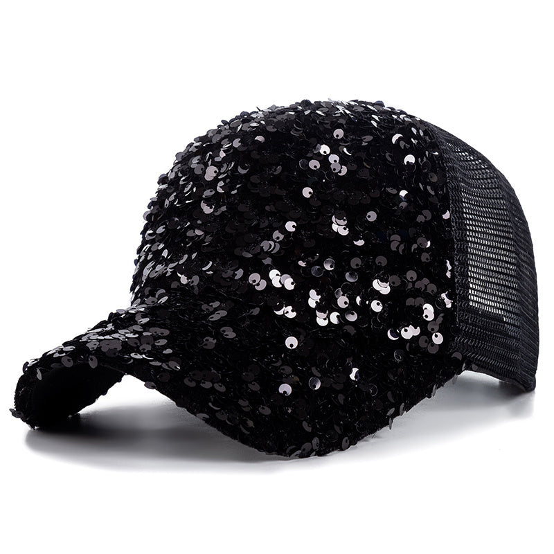 Mens Sequin Mesh Baseball Cap Unisex Sun Hat