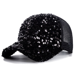 Mens Sequin Mesh Baseball Cap Unisex Sun Hat