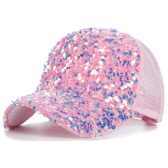 Mens Sequin Mesh Baseball Cap Unisex Sun Hat