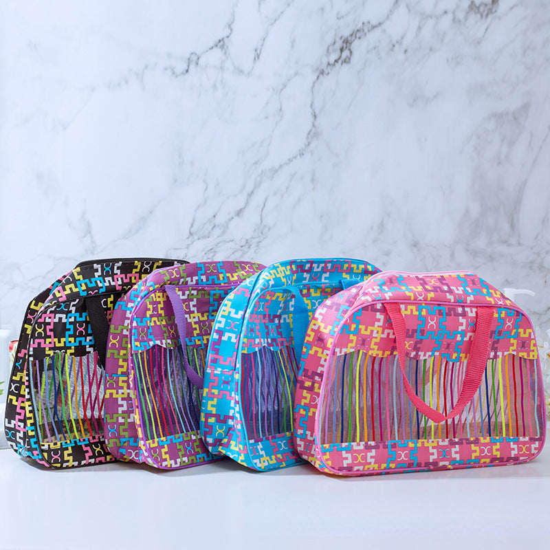 Striped Waterproof Cosmetic Bag Travel Toiletry Bag