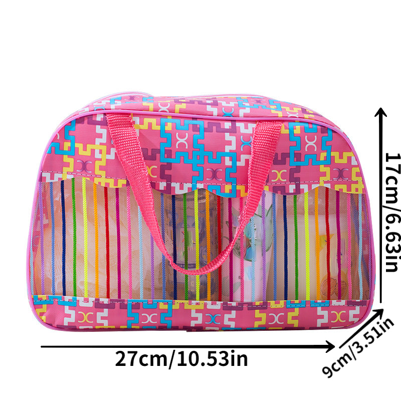Striped Waterproof Cosmetic Bag Travel Toiletry Bag