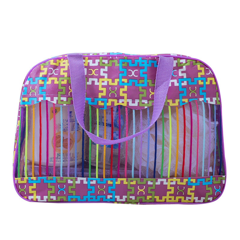 Striped Waterproof Cosmetic Bag Travel Toiletry Bag