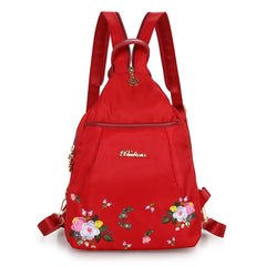 Floral Embroidery Sling Backpack for Women