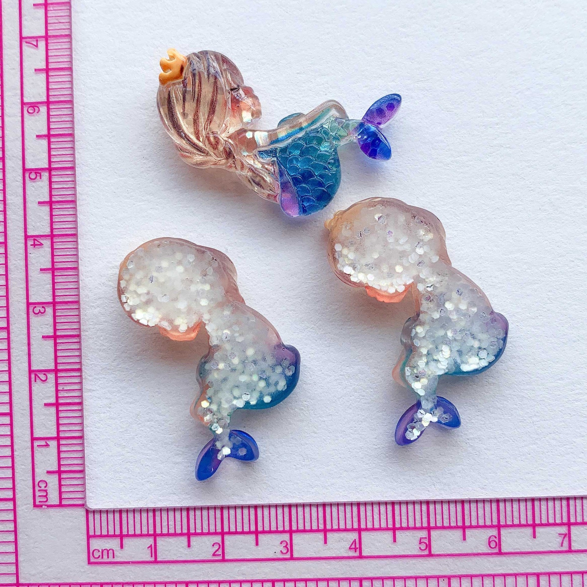 Mermaid Sequin Resin Charms for DIY Hair Clips Phone Cases & More