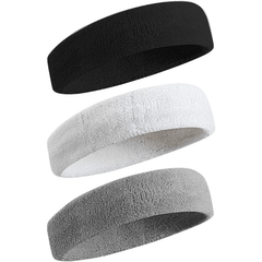 3pcs Pack Gray Sweat Absorption Headband for Sports & Fitness