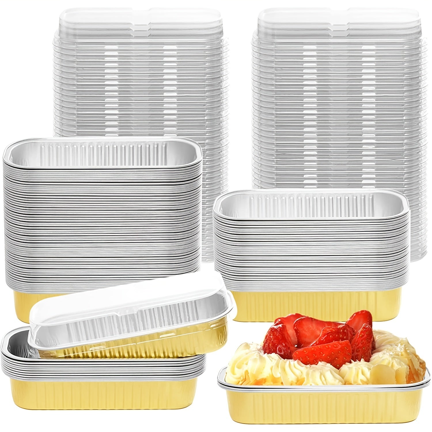 20 50pcs Disposable Baking Tin Foil Pan With Lid 7 75 Oz