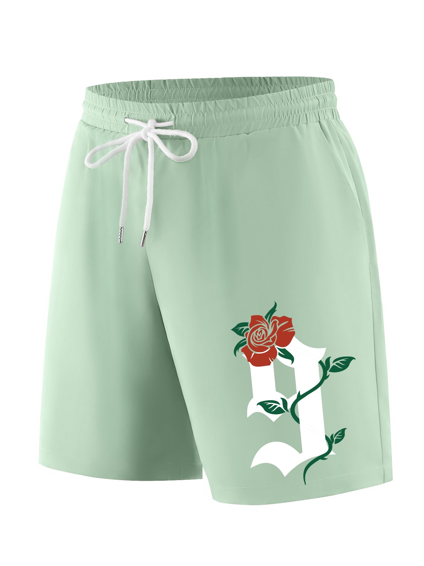 Rose Pattern #9 Print Comfy Shorts Men's Casual Waist Drawstring Shorts
