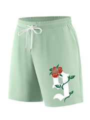 Rose Pattern #9 Print Comfy Shorts Men's Casual Waist Drawstring Shorts