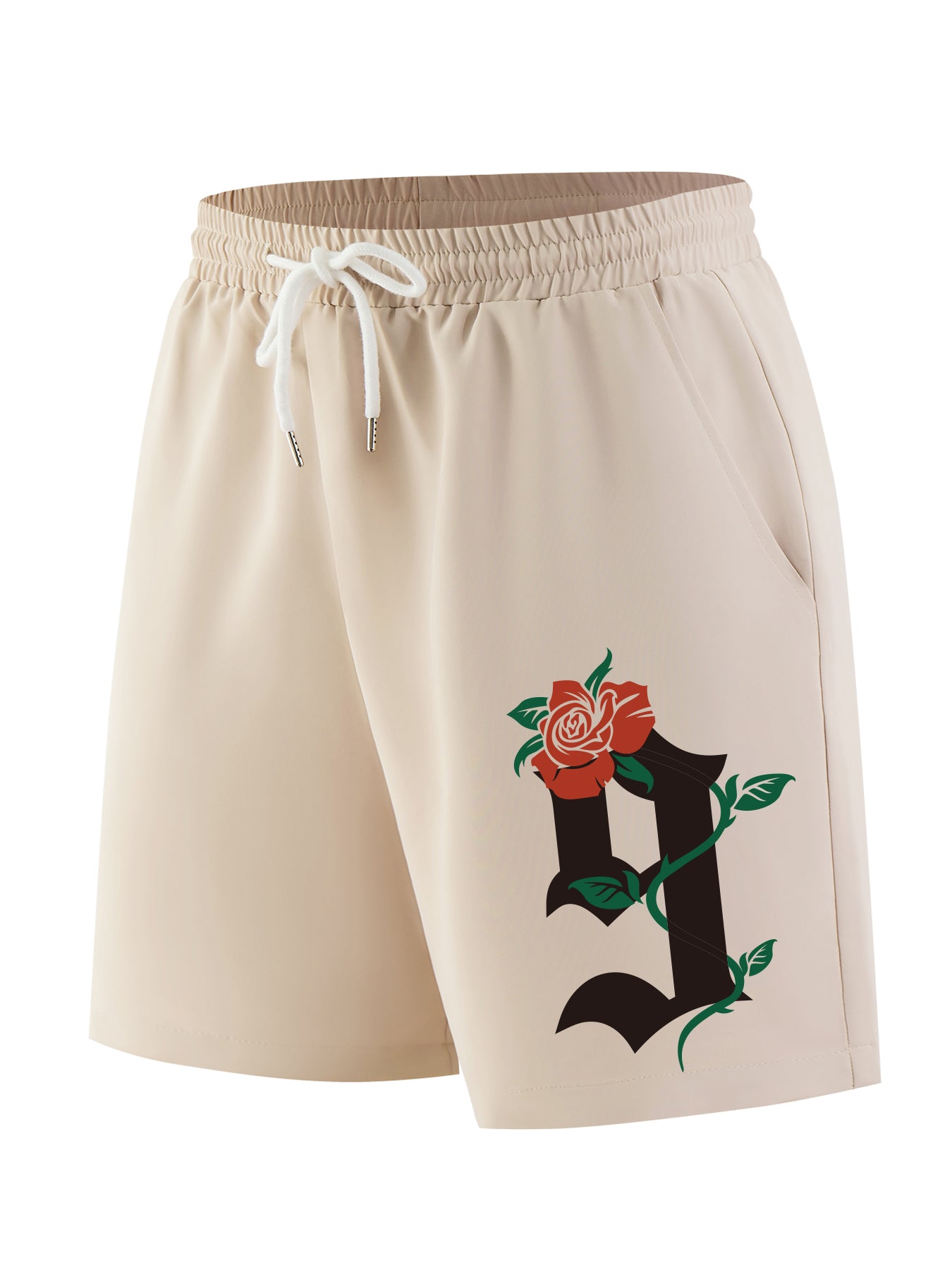 Rose Pattern #9 Print Comfy Shorts Men's Casual Waist Drawstring Shorts