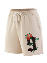 Rose Pattern #9 Print Comfy Shorts Men's Casual Waist Drawstring Shorts