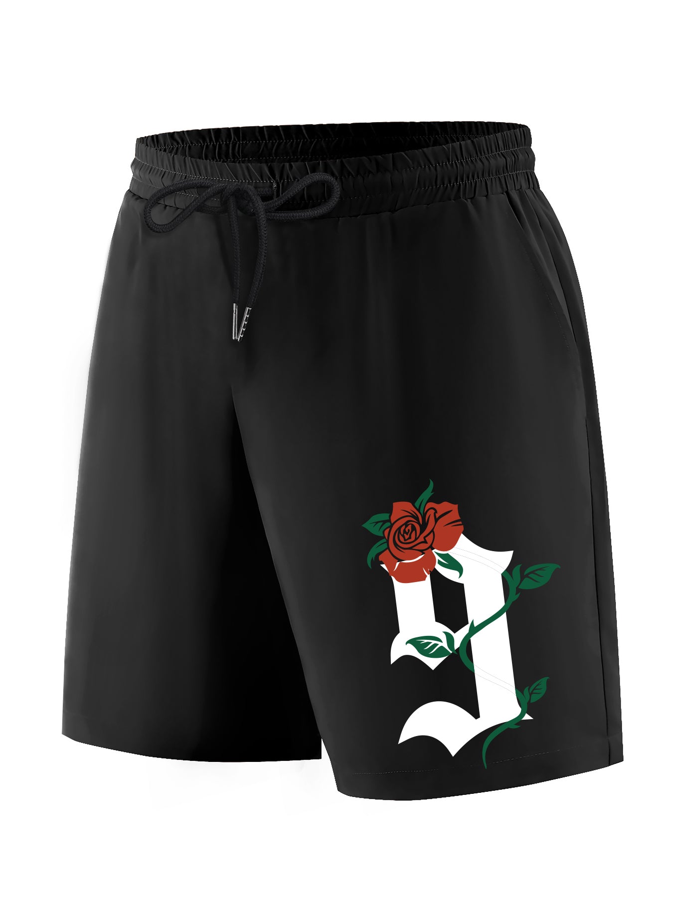 Rose Pattern #9 Print Comfy Shorts Men's Casual Waist Drawstring Shorts