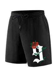Rose Pattern #9 Print Comfy Shorts Men's Casual Waist Drawstring Shorts
