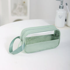 Portable Transparent Green Cosmetic Bag Zipper Travel Toiletry Wash Bag
