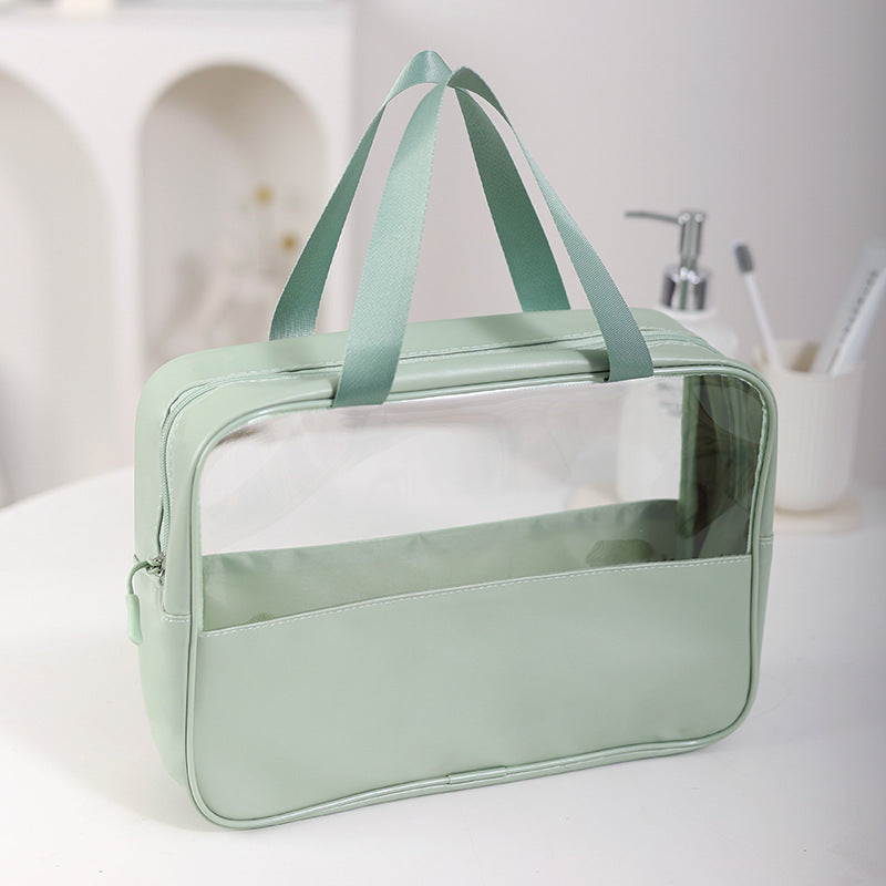 Portable Transparent Green Cosmetic Bag Zipper Travel Toiletry Wash Bag