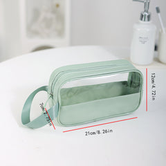 Portable Transparent Green Cosmetic Bag Zipper Travel Toiletry Wash Bag