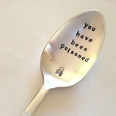 Hand Stamped Dessert Coffee Soup & Poisoned Spoons - Home Restaurant Wedding Use