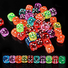 30Pcs 6 Sided Portable Table Games Dice 14MM Acrylic Round Corner
