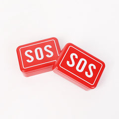 Small Pill Box Letter Pattern Square Container Metal Travel Medicine Box