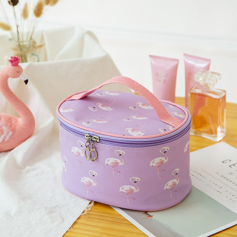 Flamingo Pattern Makeup Handbag Zipper Portable Cosmetic Bag