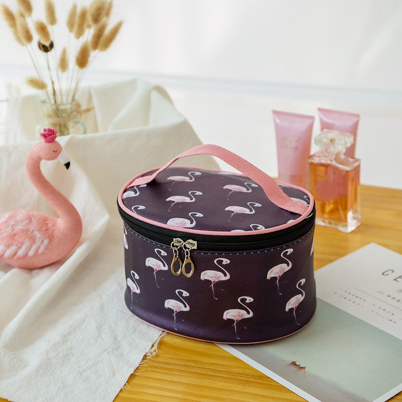 Flamingo Pattern Makeup Handbag Zipper Portable Cosmetic Bag
