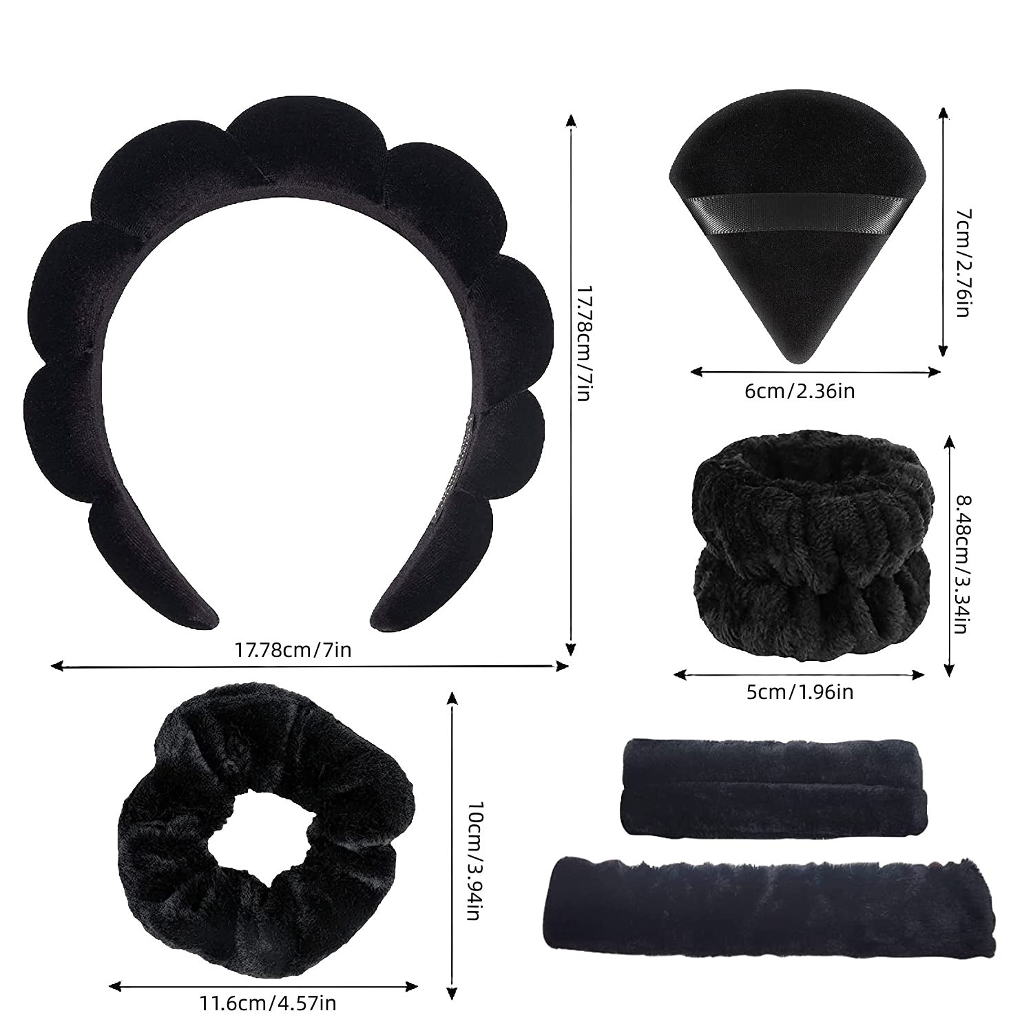7PCS Spa Hair Accessories Headbands For Women Girls Sponge Headband