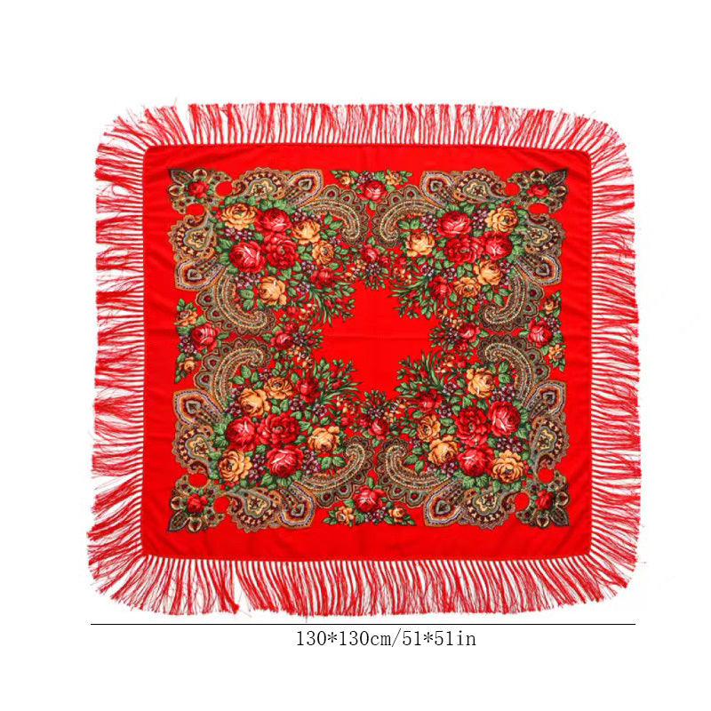 Vintage Print Tassel Blanket Warm Wrap Shawl