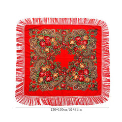 Vintage Print Tassel Blanket Warm Wrap Shawl