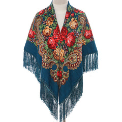 Vintage Print Tassel Blanket Warm Wrap Shawl