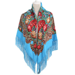 Vintage Print Tassel Blanket Warm Wrap Shawl