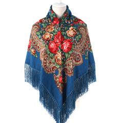 Vintage Print Tassel Blanket Warm Wrap Shawl