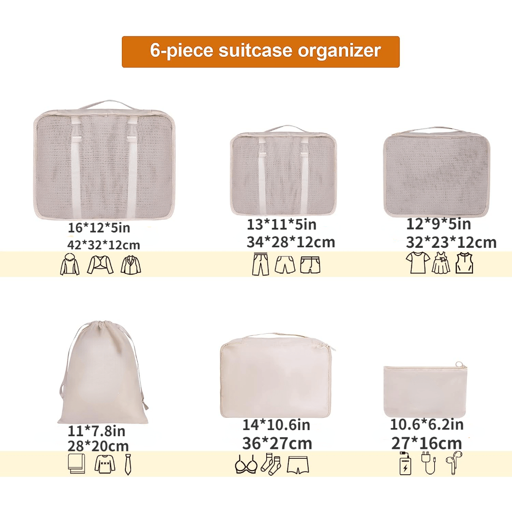 6 Pcs Travel Luggage Bags Dustproof Organizers Portable Organizers