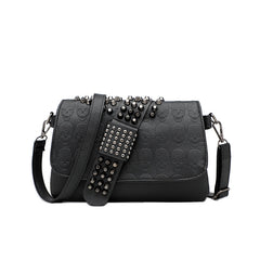 Gothic Skull Pattern Crossbody Bag Y2K Punk Flap Shoulder Bag