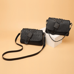 Gothic Skull Pattern Crossbody Bag Y2K Punk Flap Shoulder Bag