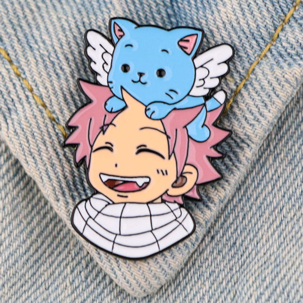 Anime Character Cat Enamel Badges Brooches For Men Lapel Pins For Backpacks