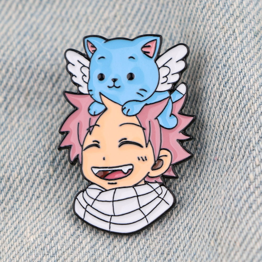 Anime Character Cat Enamel Badges Brooches For Men Lapel Pins For Backpacks