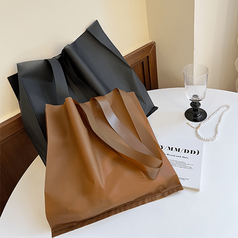 50pcs Frosted Shopping Bags High-End Tote Bags for Clothing Shop
